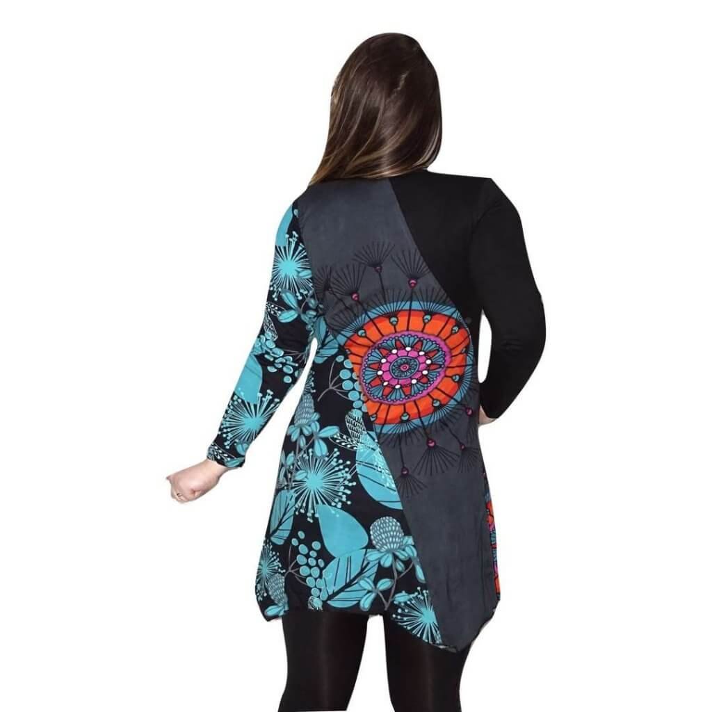 Tunika Szürke Kék Levelek