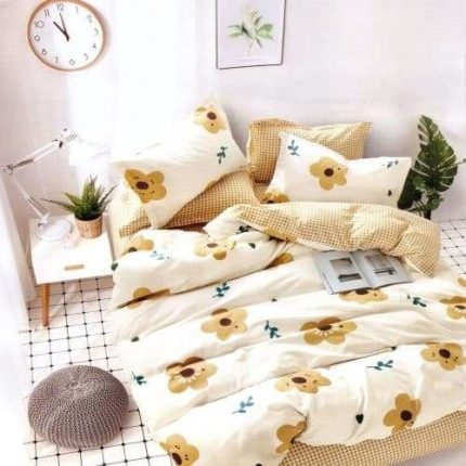 Ágynemű Bézs Virágokkal Krémszín