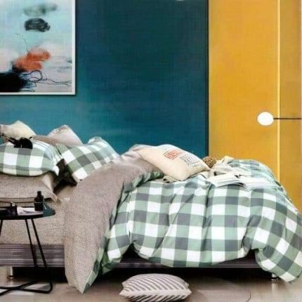 Ágynemű Fehér Zöld Négyzetekkel