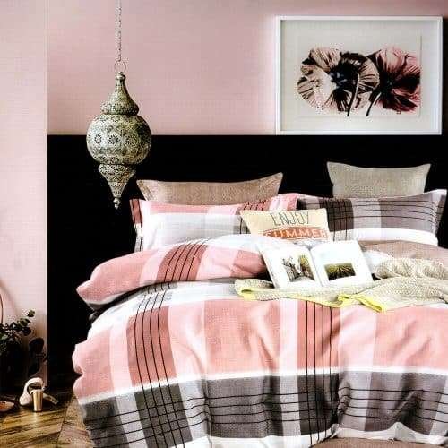 Ágyneműk Mályva Szürke Négyzetek