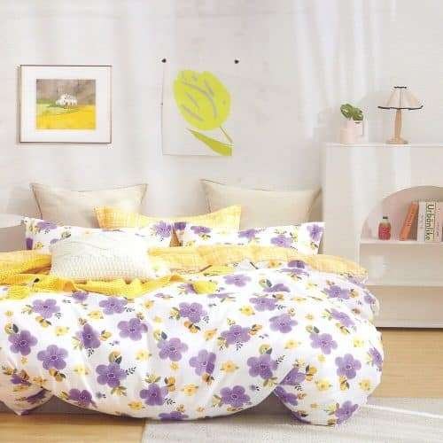 Ágynemű Sárga Fehér Lila Virág