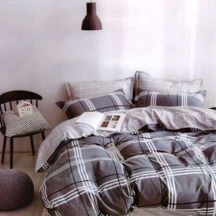 Ágynemű Sötét Szürke Fehér Csíkos