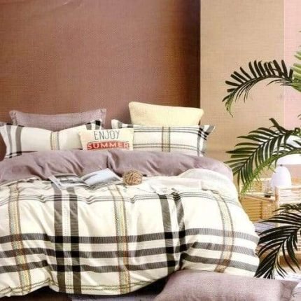 Ágyneműhuzat Krém Szürke Négyzetek