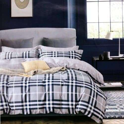 Ágyneműhuzat Szürke Fehér Négyzet