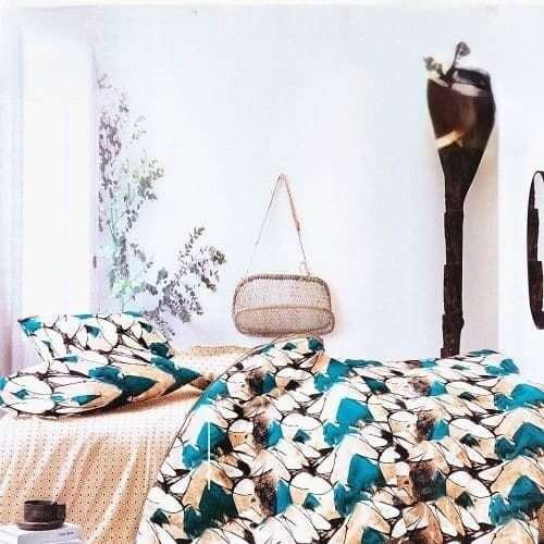 Ágyneműhuzat Türkiz Bézs Levelek