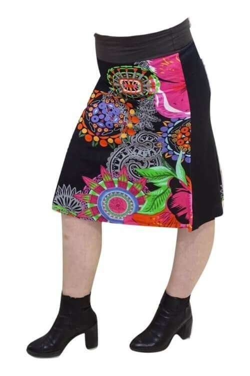 Szoknya Pamut Szürke Fekete