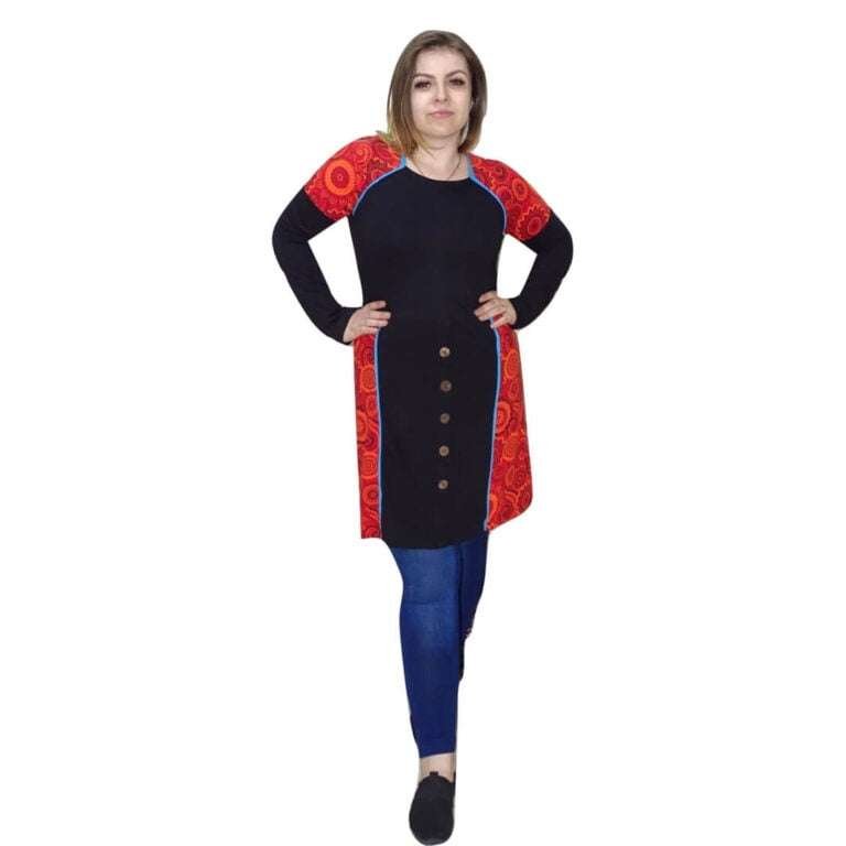 Tunika Piros Fekete Díszgombok