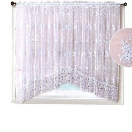 Függöny Krém Fehér Csipkés