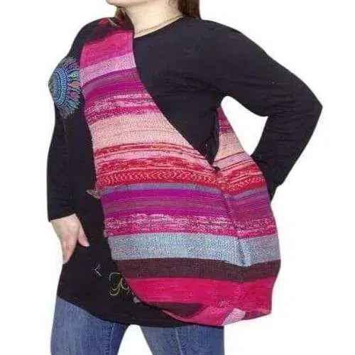 Válltáska Kosár Alakú Csíkos