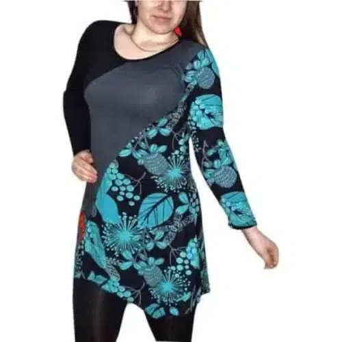 Tunika Szürke Kék Levelek