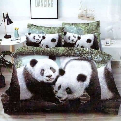 Ágyneműhuzat Zöld Szín Pandákkal Ágyneműhuzat Zöld Szín Pandákkal