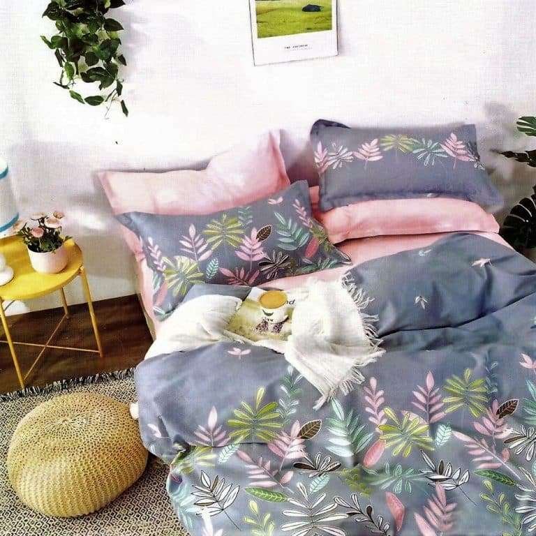 Ágynemű Kék Rózsaszín Levelekkel