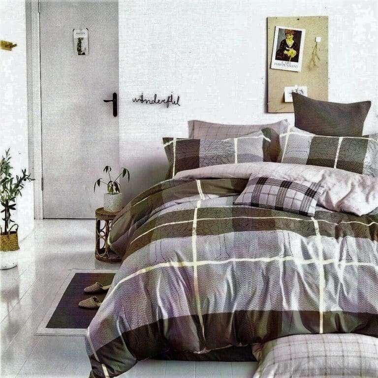 csíkos kockás ágynemű szürke színben