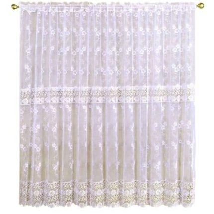 Nappali függöny krémszín csipkével