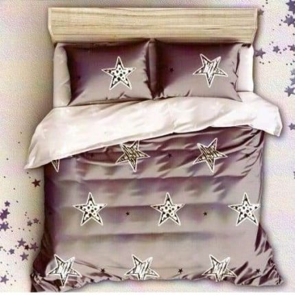 csillagos ágynemű szürke színben