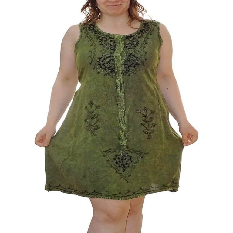 Zöld Rövid Ruha Gombokkal