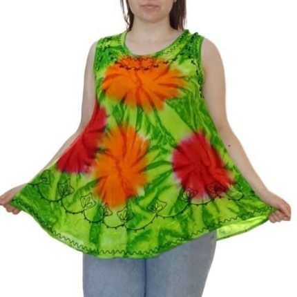 Női Tunika Zöld Narancs Pöttyös