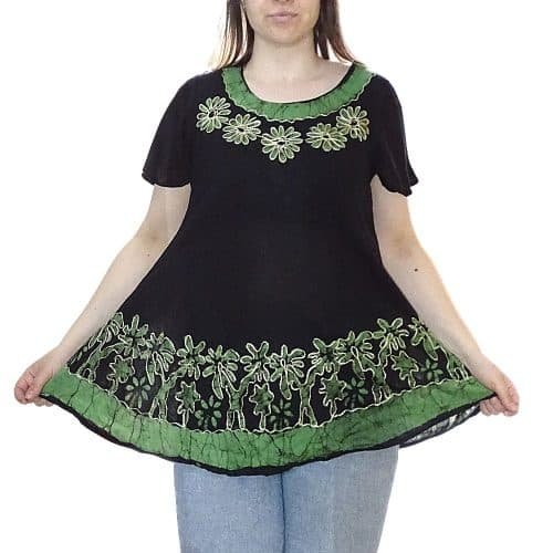 Nyári Tunika Zöld Virágokkal