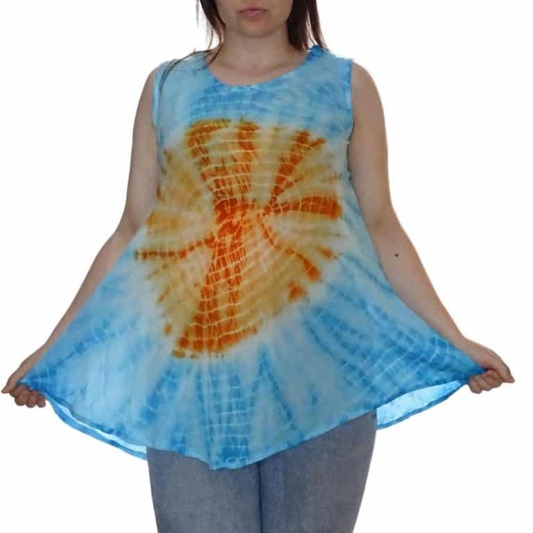 Nyári Tunika Narancs Világoskék Szín