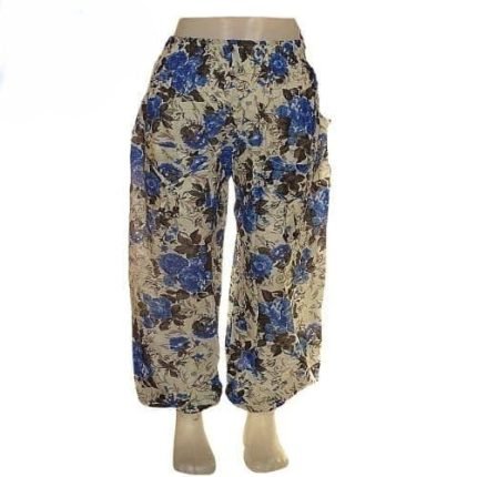 Nadrág Krémszín Kék Rózsákkal