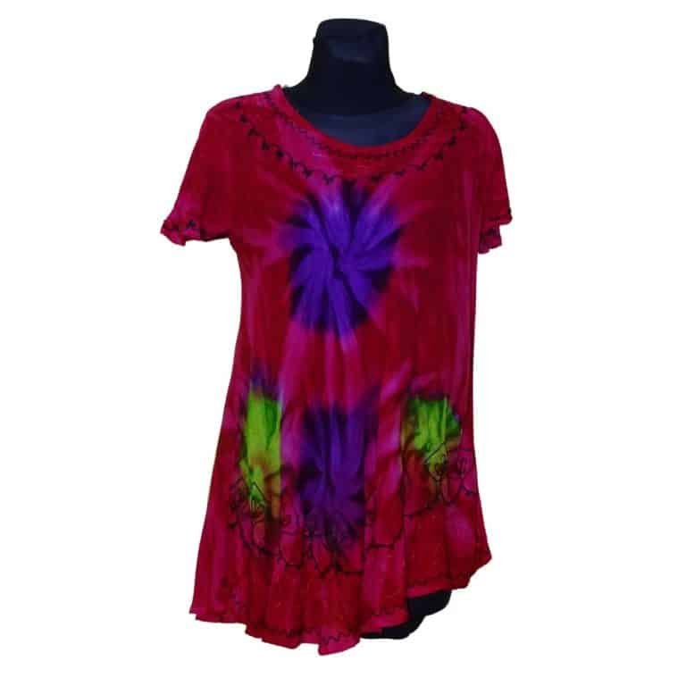 Nyári tunika színes pöttyökkel rajta pink