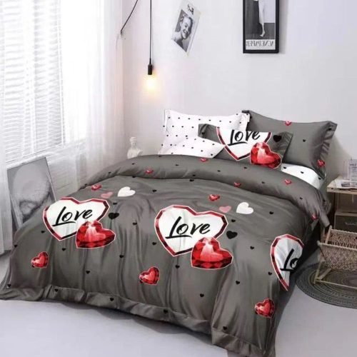 Szív Mintás Ágynemű Grafitszürke