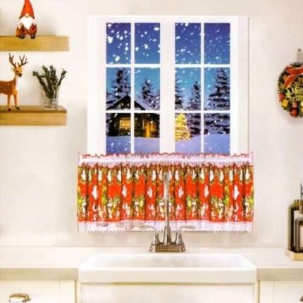 Konyhai Függöny Karácsonyos Mintával