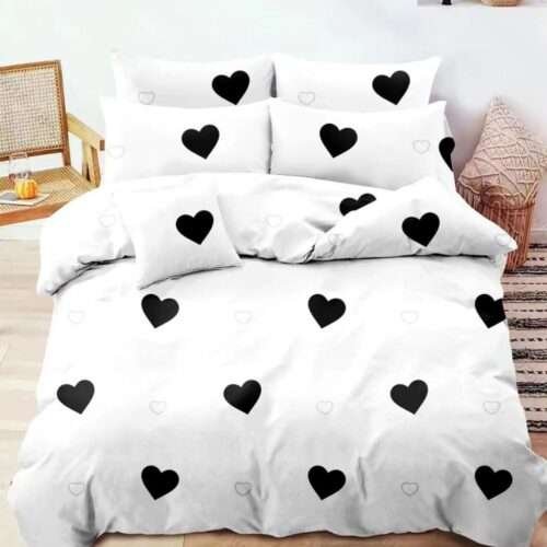 Szív Mintás Ágynemű Féher Szín