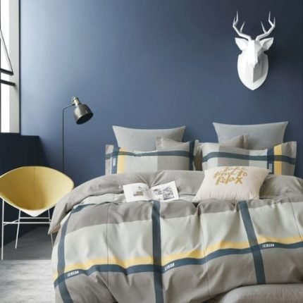 Szürke Sárga Kockás Ágynemű