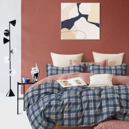 Kék Kockás Pamut Ágynemű