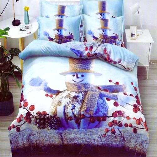 Havas Táj Ágynemű Hóemberrel