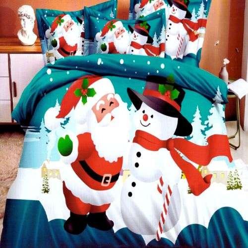 Mikulás Hóember Zöld Fehér Ágynemű