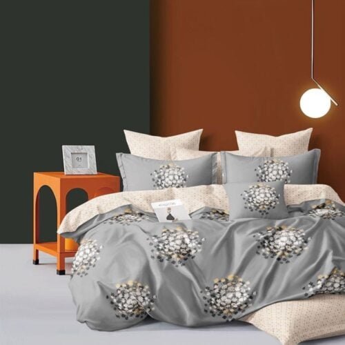 Szürke Bézs Virágcsokros Ágynemű