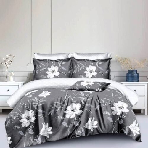 Pamut Ágynemű Szürke Fehér Virágok
