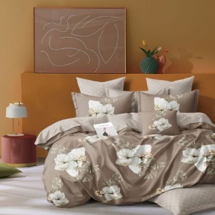 Barna Fehér Virágos Ágynemű