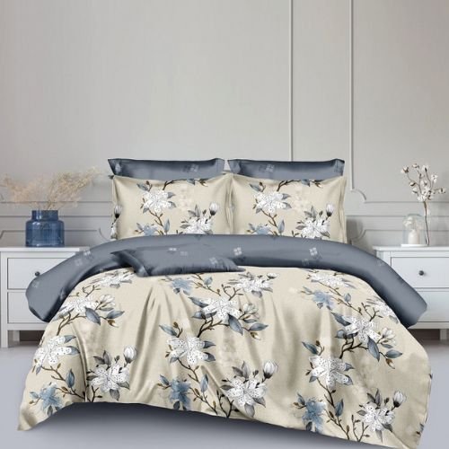 Drapp Szürke Virágos Ágynemű