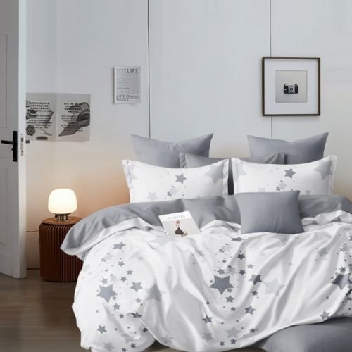 Világosszürke Csillag Mintájú Ágynemű
