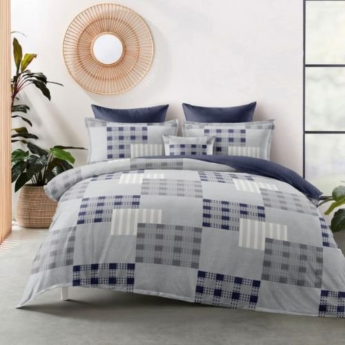 Szürke Kék Kockás Flanel Ágyneműhuzat