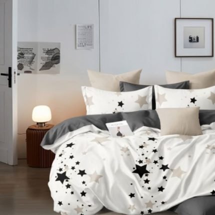 Fehér Szürke Csillag Mintájú Ágynemű