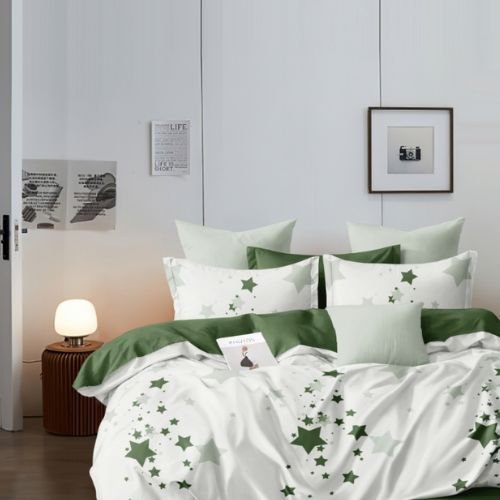 Zöld Fehér Csillag Mintájú Ágynemű