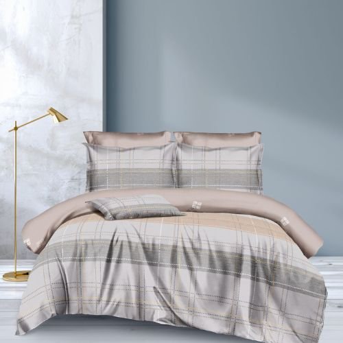 Drapp Szürke Kockázott Ágyneműhuzat