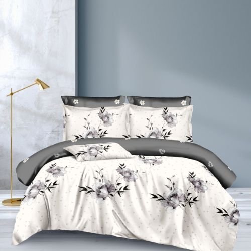 Szürke Krém Virágos Ágyneműhuzat