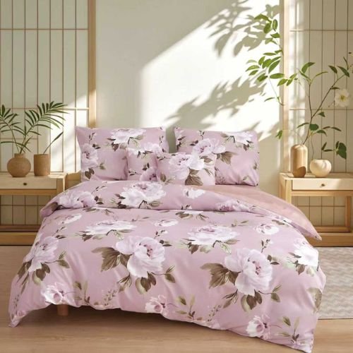 Barna virág és pálmalevél flanel ágyneműhuzat