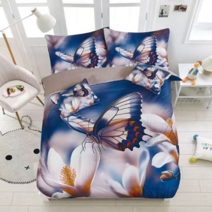 Kék barna pillangós 3D ágyneműhuzat